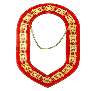 Collier maçonnique de luxe en velours rouge avec chaîne décorative en étoile plaquée or pour promotion - Product Image 1