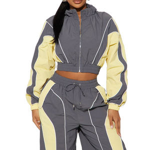 Conjunto de chándal de nailon de alta calidad 2025, chaqueta ligera, impermeable, transpirable, conjunto cortavientos, chándal de entrenamiento para mujer 2026 - Product Image 4