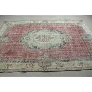 6.2x9.1 ft Turkish Large Eco-Friendly <b>Wool</b> Rug Traditional Vintage <b>Red</b> Patchwork Latex Backing Rug - Product Image 3