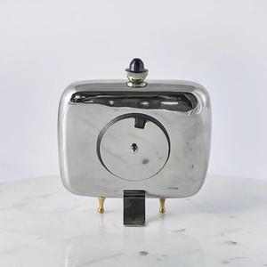 Shiny Polish Metal <b>Clock</b> With Gold Legs Footed Base Decorative Room Decor <b>Alarm</b> <b>Clock</b> Easy Portable - Product Image 4