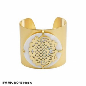 กำไลข้อมือทองเหลืองงานทำมือสำหรับผู้หญิงกำไลข้อมือแบบถักลายมุก - Product Image 3