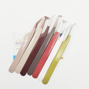 Pinzas profesionales de Extensión de pestañas de acero inoxidable con puntas de fibra doble Herramientas de belleza para Injerto de pestañas individuales - Product Image 2