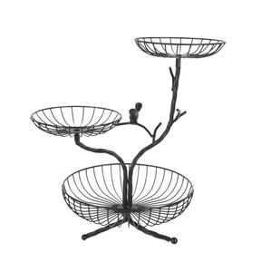 Panier en fer de très bonne conception en couleur noire Panier de forme ronde avec branches Panier de fruits et légumes à faible débit - Product Image 1