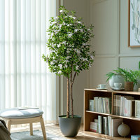 Künstlicher Blütenbaum mit Weißen Blüten, Seidenblättern in Echt-Optik, Zwei Stämme, Großformatig für Hotel, Restaurant, Gewerbliche Dekoration, Großhandel