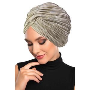Cappellino da sera Hijab Hijab a pieghe con fodera dorata