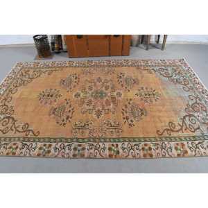 Tapis turc vintage, tapis de 5,4 x 8,8 pieds, tapis à carreaux marron et bleu - Product Image 3