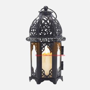 Linterna decorativa de estilo marroquí de Metal blanco antiguo con diseño adornado perfecto para bodas y celebraciones de Ramadán - Product Image 4
