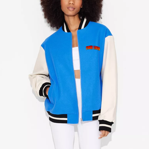 Veste universitaire courte sur mesure de haute qualité, doublure matelassée, poids lourd, chaude, bomber, veste de baseball pour femmes - Product Image 1