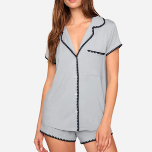 Set <span class=keywords><strong>Pigiama</strong></span> Corto in Modal, Completo Due Pezzi con Maniche Corte per <span class=keywords><strong>Donna</strong></span>, Set Lounge Organico, Pigiami Personalizzati in <span class=keywords><strong>Jersey</strong></span> - Product Image 5