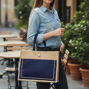 Promotional Jute Tote <b>Bag</b> Adjustable Shoulder Strap Custom Logo Print | Eco-Friendly <b>Reusable</b> <b>Shopping</b> <b>Bag</b> Featuring Canvas - Product Image 2