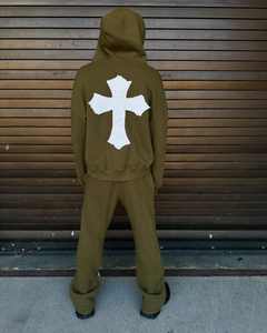 Hot Selling High Street Two Piece Sets Sweatsuits Custom Appliauq Embroidery <b>Patched</b> Men Hoodies Sweatpants Set Tracksuits - Product Image 1