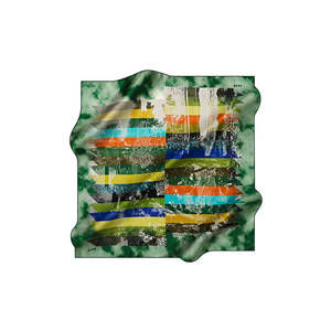 Vintage <b>Green</b> <b>Silk</b> Square Scarf with Leopard and Polka Dot Pattern - Product Image 2