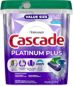 Cápsulas para Lavavajillas Cascade Platinum Plus, Detergente para Lavavajillas, Jabón para Platos, Aroma Fresco, 57 Unidades - Product Image 3