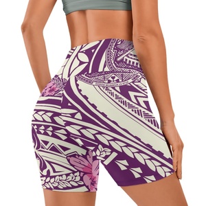 Shorts pour femmes à taille haute, imprimé floral, avec poches, en tricot de spandex et polyester, style décontracté, respirant, coupe régulière - Product Image 5