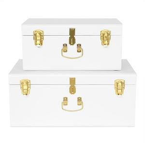 Eco-friendly <b>White</b> Set 2 Colorful Metal Storage Trunk Decorative Metal Trunk - Product Image 6