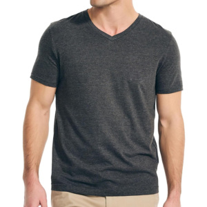 เสื้อยืดแขนสั้นคอวีสำหรับผู้ชายเสื้อระบายอากาศผ้าฝ้ายออกแบบโลโก้ได้ตามต้องการ - Product Image 1