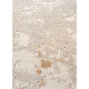 Alfombra Kavi Ivory de Lana y Seda de Bambú Anudada a Mano, Diseño Abstracto Teoría del Caos, para Sala de Estar, Dormitorio, Pasillo, Rectangular - Product Image 3