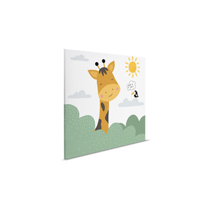 Made In Germany - Home Decor Canvas Picture Giraffe <b>Nursery</b> - Wall Mural In Green And White - Canvas Picture On Stretcher Frame - Product Image 6