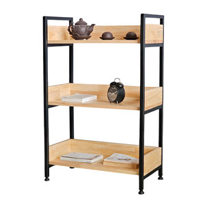 Handcrafted Rubberwood 3-Tier <b>Bookshelf</b> for Living Room KS68075 Easy Assembly - Product Image 1