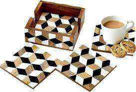 Posavasos de Madera Elegantes Hechos a Mano por Artizon Studio con Incrustaciones de Hueso, Color Personalizado y Duraderos para Uso en el Hogar, Hoteles y Restaurantes - Product Image 2