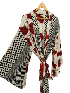 Vestido hasta el tobillo Túnica India Sari Bata Vestido de novia Vestido de maternidad Bata de regalo Ropa de fiesta en la playa Kimono Sari de seda estampado indio, - Product Image 2