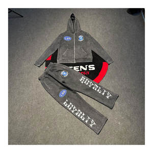 ชุดวอร์มแบบมีฮู้ดผ้าฟอกสีสไตล์วินเทจ พิมพ์ลาย ระบายอากาศ น้ำหนักเบา สำหรับฤดูหนาว พร้อมป้ายสั่งทำพิเศษ สีซีดจางแบบโดนแดด 100% - Product Image 1