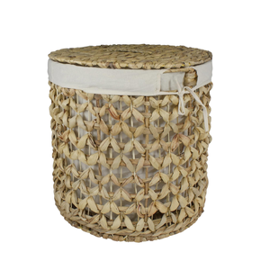 Eco-friendly Woven Water Hyacinth <b>Laundry</b> <b>Hamper</b> Basket with Cotton Liner and Lid Cheap Price from Vietnam B2B Factory - Product Image 3
