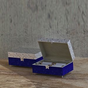 Nuevo joyero decorativo al por mayor a granel Metal MDF azul plata Color producto hecho a mano para decoración Almirah - Product Image 3