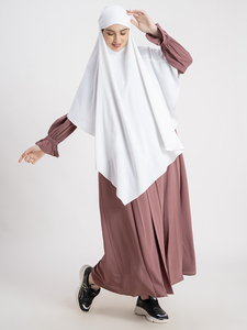 Nouveau Voile Naqab Femme à Manches Longues Marron, Burqa de Luxe Ethnique, Ensemble Hijab Khimar Uni, Meilleur Prix, Personnalisé, Designer, Polyester - Product Image 3