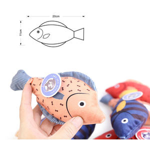 ของเล่นแมวตุ๊กตาปลาการ์ตูนพิมพ์ลายคุณภาพสูง - ของเล่นแมวแบบมีเสียงบีบและแคทนิป ทนทาน - Product Image 5
