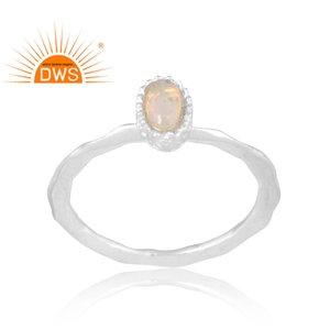 แหวนพลอยโอปอลจากเอธิโอเปียนสีเงินสเตอร์ลิงตามธรรมชาติเครื่องประดับออกแบบได้ตามต้องการของขวัญสำหรับผู้หญิงสำหรับเธอ - Product Image 1