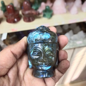 Cabeza de Buda tallada a mano, labradorita, Cabeza de Buda, Ojo de Tigre, lepidolita, piedra arenisca roja, tallado de Cabeza de Buda, venta al por mayor - Product Image 2