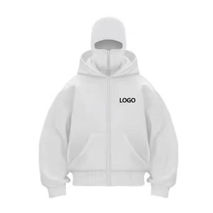 Sweat à capuche Gangster pour homme logo personnalisé brodé pull à double capuche fermeture éclair cagoule grande taille 100% coton hiver - Product Image 1
