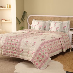 Algodón de calidad superior Floral hecho a mano Jaipuri bloque estampado Reversible gasa hecho a mano edredón parche trabajo edredón - Product Image 5