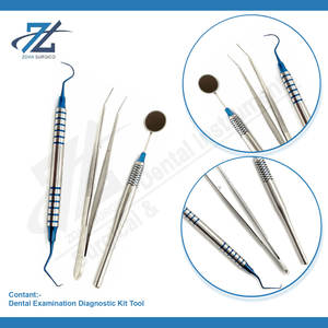 Kit de diagnóstico de examen dental, juego de herramientas dentales de acero inoxidable de 3 piezas con pinzas de sonda de espejo, Manual certificado CE - Product Image 3