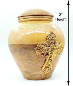 Urna de Cruz Celta de madera hecha a mano para cenizas humanas adultas con bolsa de terciopelo Urnas de cremación para cenizas Urnas decorativas-(Cruz dorada) - Product Image 4