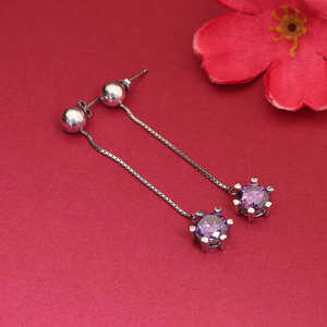 Boucles d'oreilles pendantes en argent 925 avec améthyste - Bijoux en pierres précieuses violettes - Product Image 3