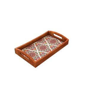 Plateau de service rectangulaire moderne et écologique en bois de manguier pour décorations de Noël et besoins de service festifs - Product Image 2