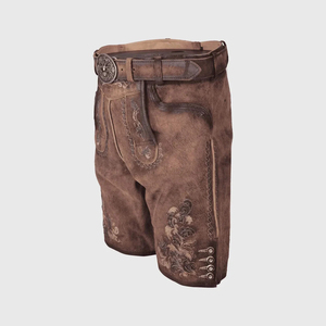 Shorts en Lederhosen bavarois pour hommes, style urbain, nouveau modèle, motif uni, respirant, en toile PVC/cuir de vachette, vente en gros - Product Image 5