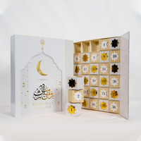 Boîte de calendrier de l'Avent Ramadan, emballage de luxe personnalisé pour cadeaux islamiques, 24 jours, carton vide avec design en feuille d'or