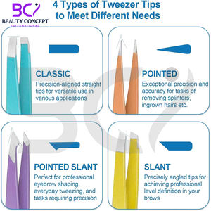 Pince à épiler à sourcils en acier inoxydable de haute précision, en quatre couleurs différentes ensembles de pinces à épiler de beauté de produit de meilleure qualité - Product Image 2