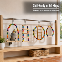 Ensemble de jouets en bois naturel pour perroquets, balançoire, échelle, pont pour perruches, calopsittes, accessoires de cage