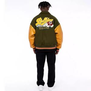 Chaqueta Varsity de cuero de lana personalizada para hombre, cuello con capucha de tela de lana, bordado con calefacción, compras en línea, nuevo diseño - Product Image 3