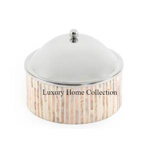 Nouveau couvercle de couleur argent pour marmite de stockage des aliments avec casserole de forme ronde autocollant émaillé appliqué à la main de table aspect fantaisie - Product Image 1