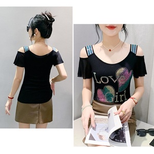 <span class=keywords><strong>เสื้อ</strong></span>ยืดแขนสั้นสำหรับผู้หญิงเสื้อยืดลายพลอยเทียมแบบกดร้อนแรงเสื้อแขนสั้นสำหรับเด็กผู้หญิง<span class=keywords><strong>ลาย</strong></span><span class=keywords><strong>หัวใจ</strong></span>เป็นประกาย - Product Image 6