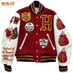 Fabricant OEM, veste universitaire en laine personnalisée pour collège avec broderie en chenille de haute qualité pour hommes, bombardier de baseball d'hiver sur pied - Product Image 1