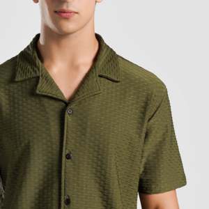 Camisa Casual de Hombre GAI, 100% Algodón Popelina, Diseño Floral Elegante, Cuello Mao, Tinte Liso - Product Image 5