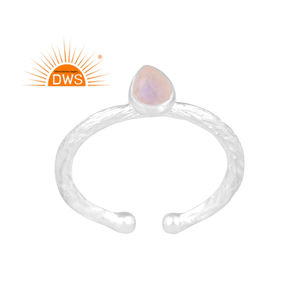 Dernière conception 925 argent sterling fin naturel arc-en-ciel lune pierre gemme bague réglable fabricant de bijoux personnalisés - Product Image 1
