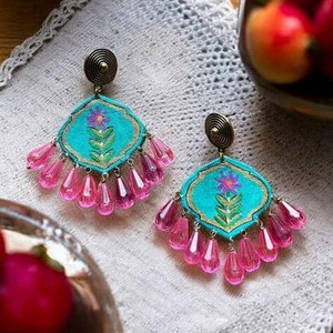 Pendientes de Cuentas de Templo Durga, Pendientes Personalizados con Múltiples Cuentas, Joyería Festiva para Mujer al Mejor Precio, Pendientes de Cuentas - Product Image 4