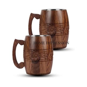 Marvelous Designing Bamboo <b>Wood</b> and Buffalo Horn Material Wine Mugs Deluxe Quality Handmade Table Ware Beer Mugs Kitchen Decor - Product Image 3